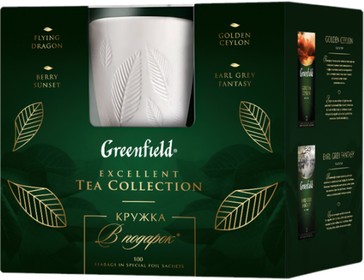 Набор чая Greenfield 4 вида с керамической кружкой 200г