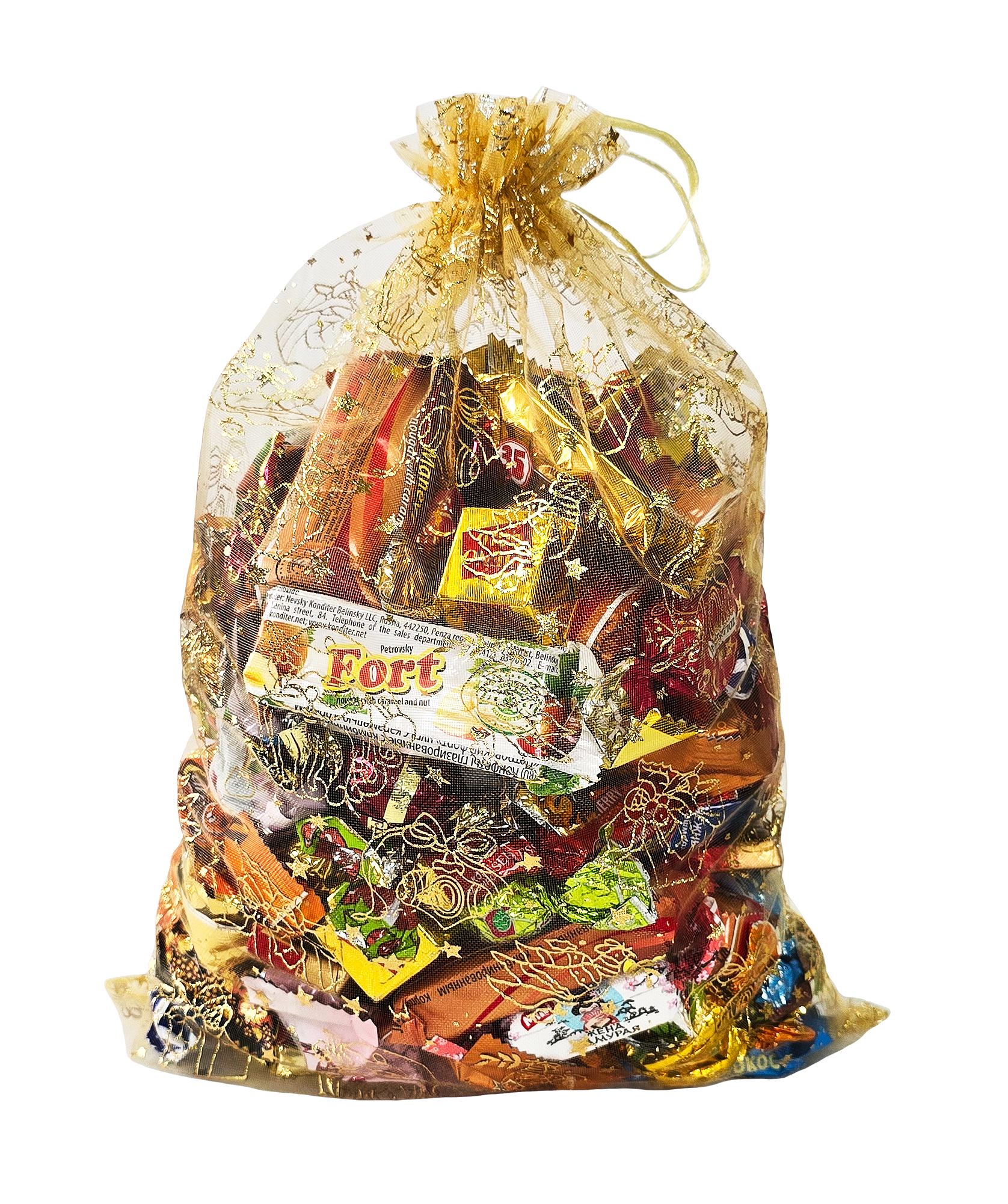 Мешочек из органзы золотой ОУ101 1000г