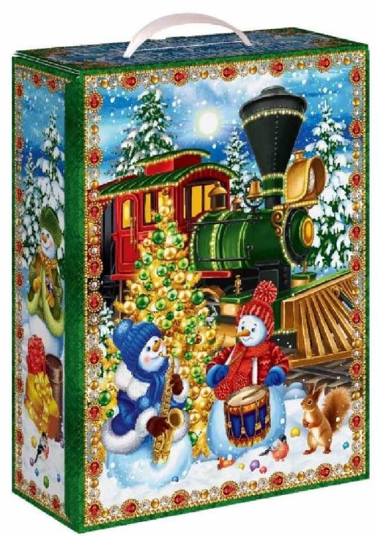 Чемоданчик с пластиковой ручкой Веселый поезд 1500г